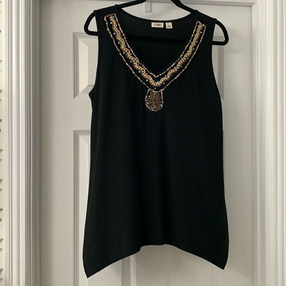 Cato's size large beaded V-neck sleeveless tank top like new - Picture 1 of 8